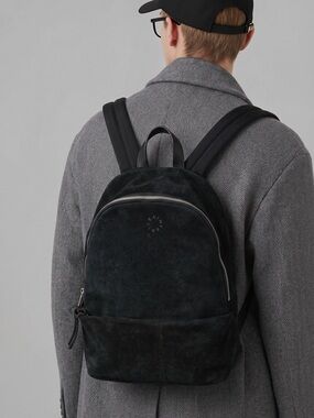 All Saints Suede Black Backpack-Unisex